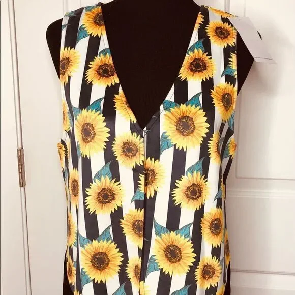 CRAZY TRAIN Sunflower Boho Fringe Vest Halloween M - Picture 10 of 12
